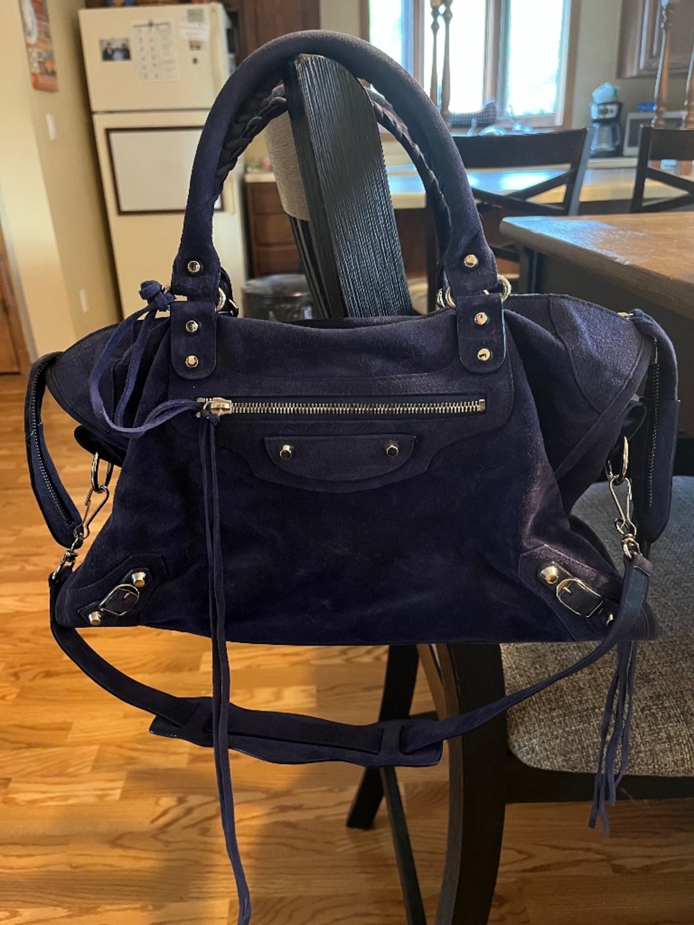 Balenciaga First Bag Suede Color Blue Nuit